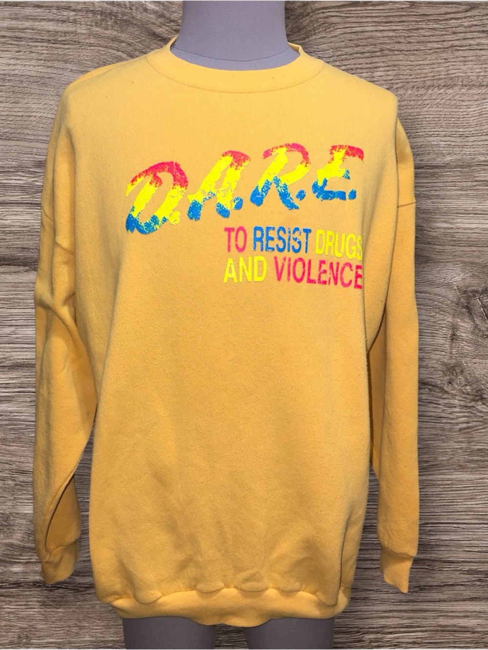 Tultex Yellow D.A.R.E. Graphic Crewneck Sweatshirt
